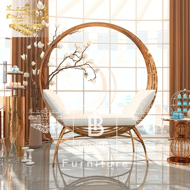 Gold metal brid cage wedding high back king chair for bride and groom