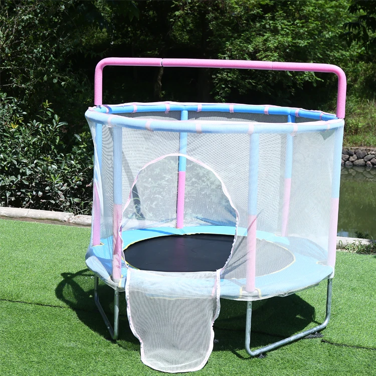 High Quality 55 inch Kids Mini Trampoline Fitness Round Trampoline With Handle Bar