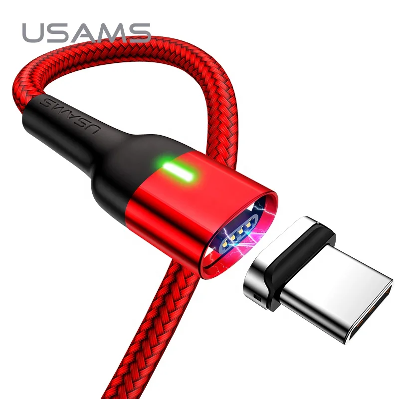 USAMS SJ327 Быстрый Магнитный зарядный кабель с оплеткой Type-C USB для передачи данных