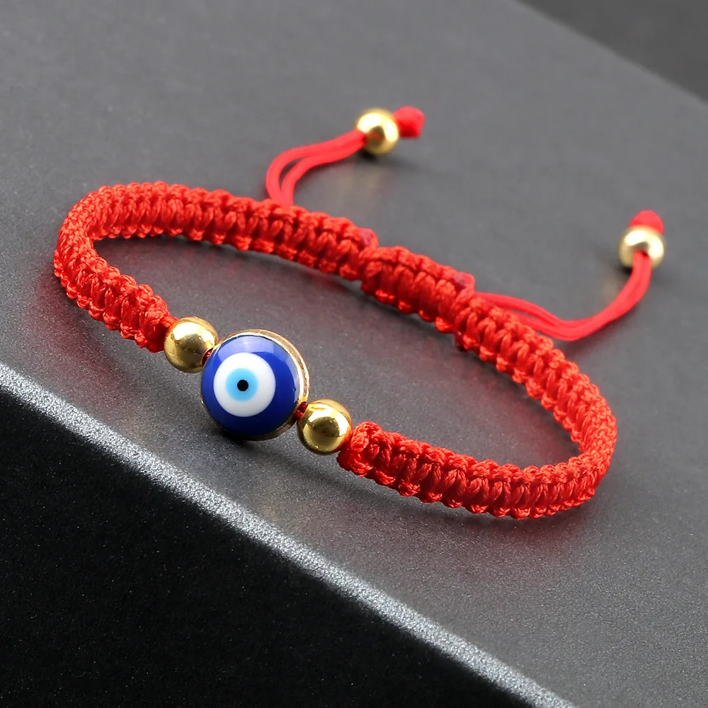 Fashion Lucky Red String Evil Eye Bracelet Gold thick Rope Handwoven adjustable Friendship jewelry Hamsa bracelet Women men