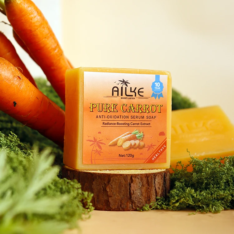 Wholesale Handmade Solid Natural Carotene Shea Butter Glycerin ANTI ACNE Anti-oxidatio Whitening Carrot Soap with cheap price