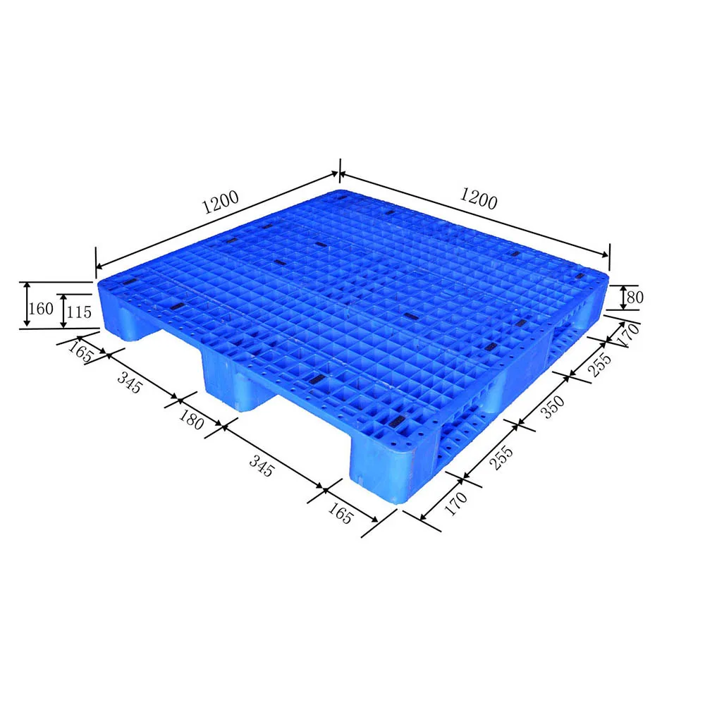 Steel inside 3 runners grid surface HDPE plastic pallet 1200x1200x160mm warehouse racking logistics use