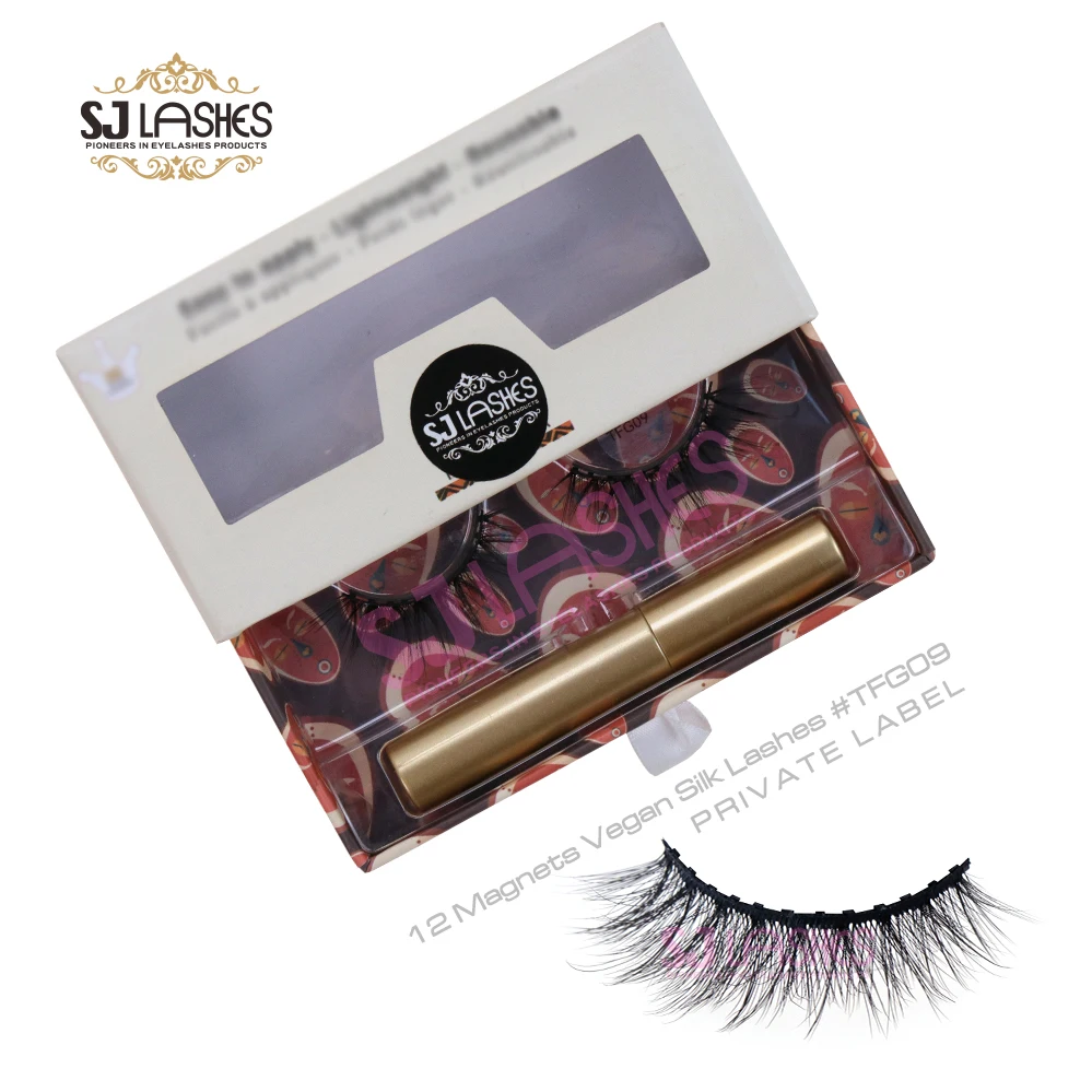 Private Label Wholesale Natural 3d Magnetic Lashes With Invisible Magnetic Band Magnetic Eyelashes Set False Eyeliner Eyelashes