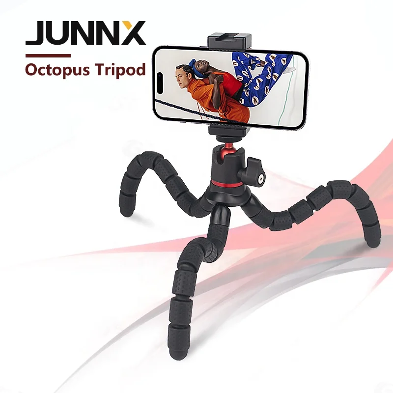 JUNNX Desktop ABS metal Smart phone rotating holder for flexible tripod  portable outdoor handheld Bluetooth octopus tripods