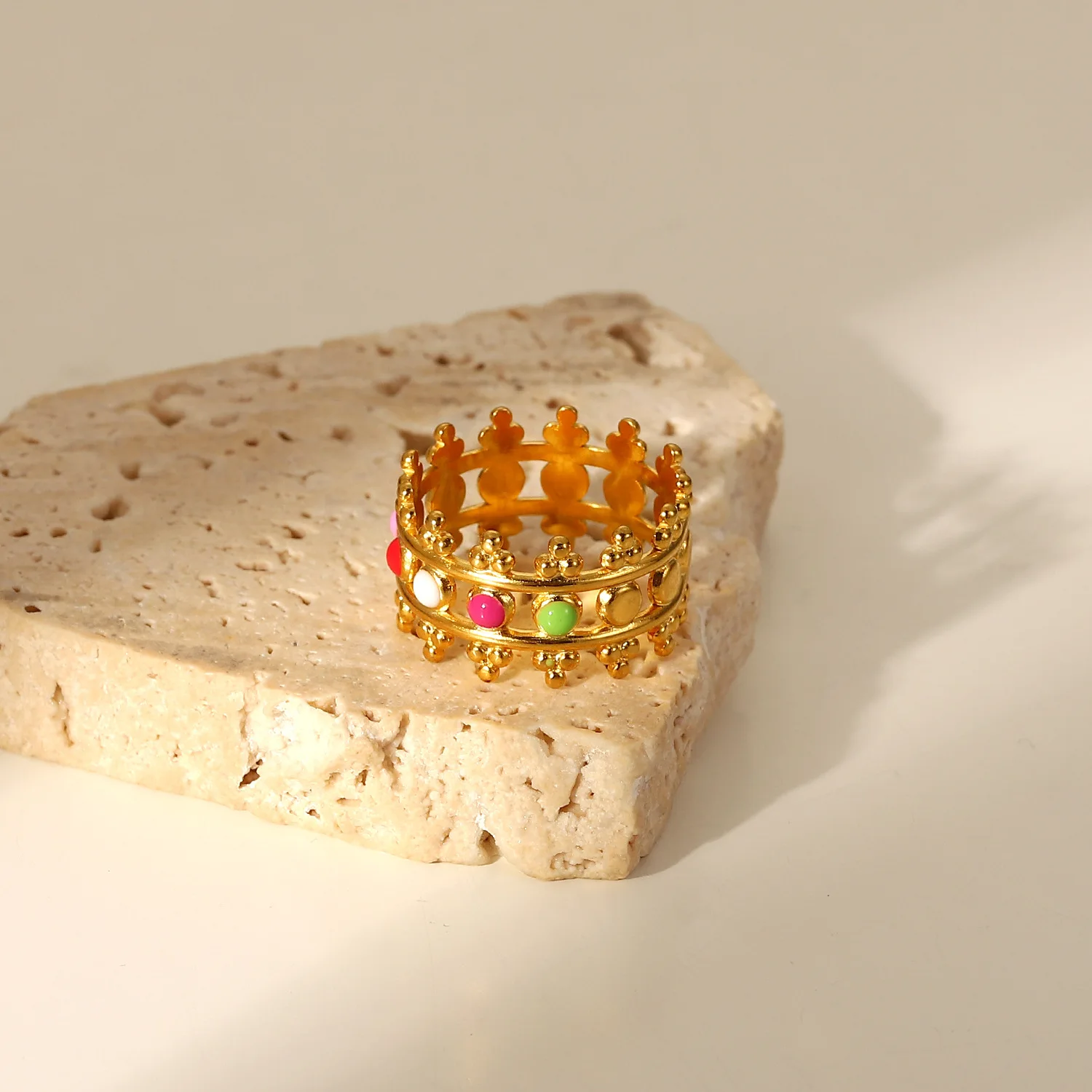 colorful oil dripping simple stainless steel finger jewelry ring for women