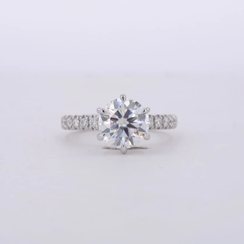 2ct round lab diamond ring 14k white gold pave set engagement rings for women real diamond