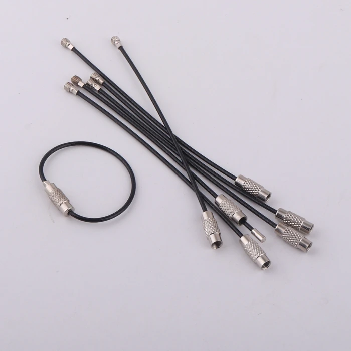 black stainless steel cable wire key ring loop keychain