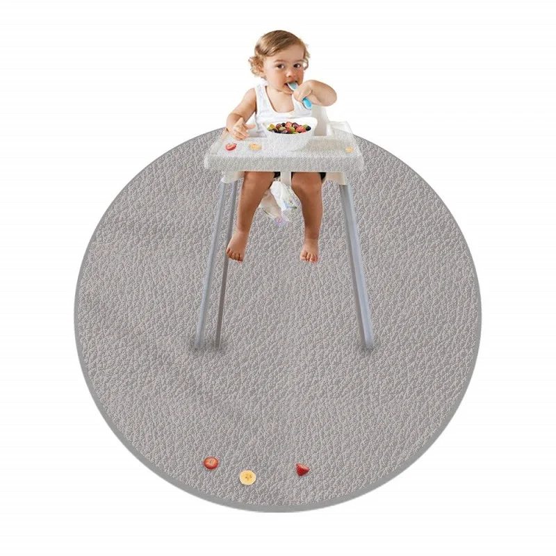 stain-resistant versatile and easy to clean vinyl leather highchair mat protect your floors from mealtime and playtime messes