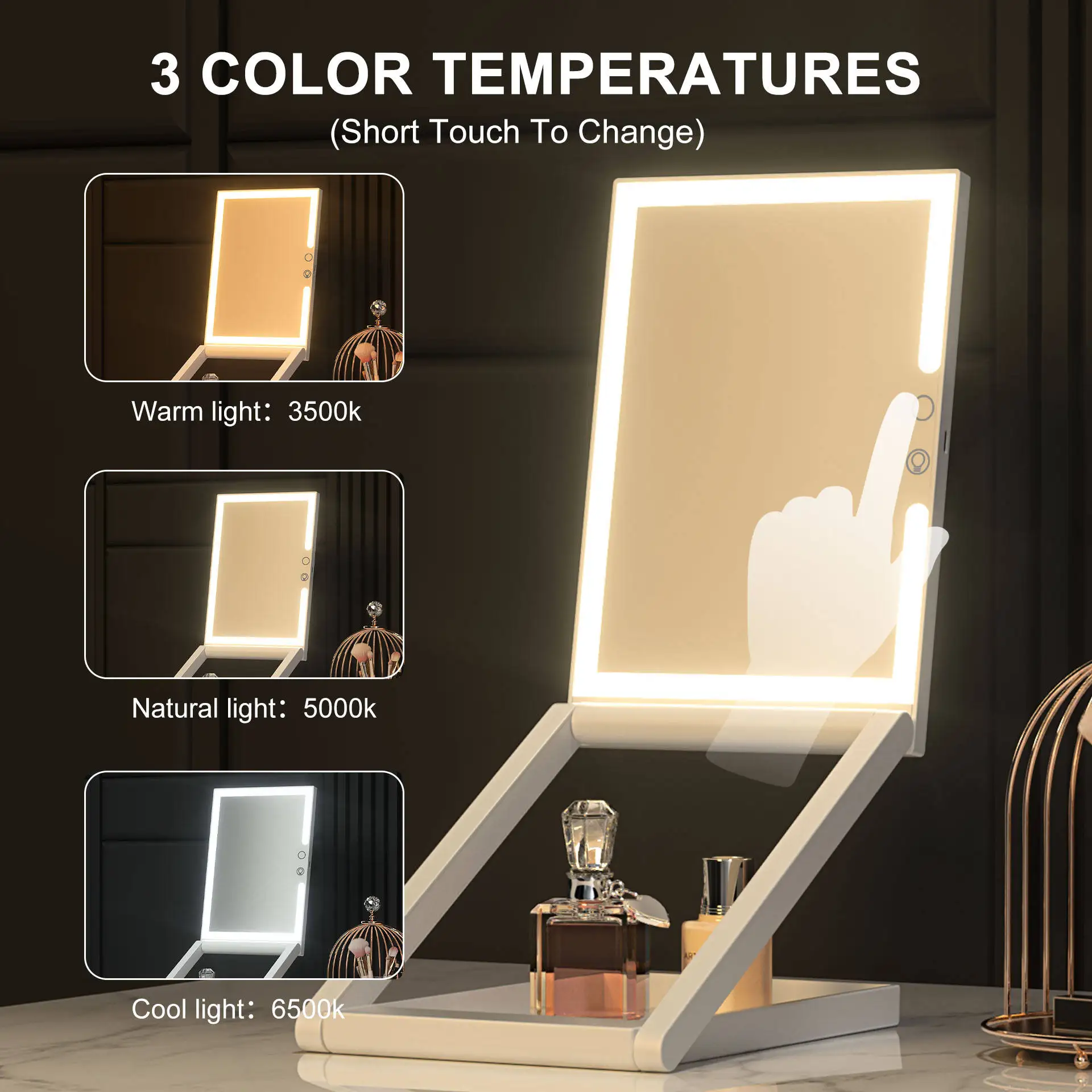 Home Desktop Foldable LED Makeup Mirror with Multi angle Adjustment for Dressing Mirror makeup mirror elliptical