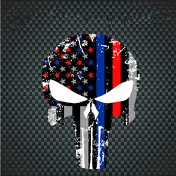 10*15 CMRed Blue Line Punish Decal Thin Red Line Vintage American Flag Punisher Car Sticker
