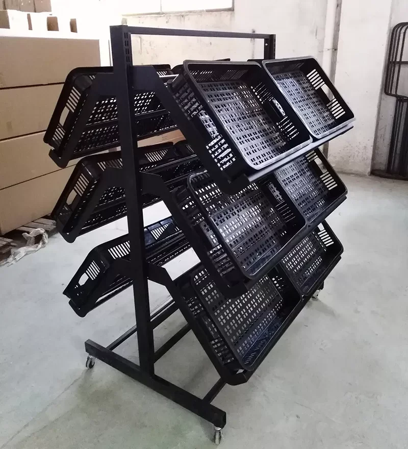 Supermarket vegetable and fruit display rack for store