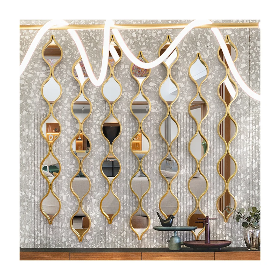 Wholesale Creative Teardrop Combinations Wrought Iron Wall Mirror Interior European Water drop Wall Hanging