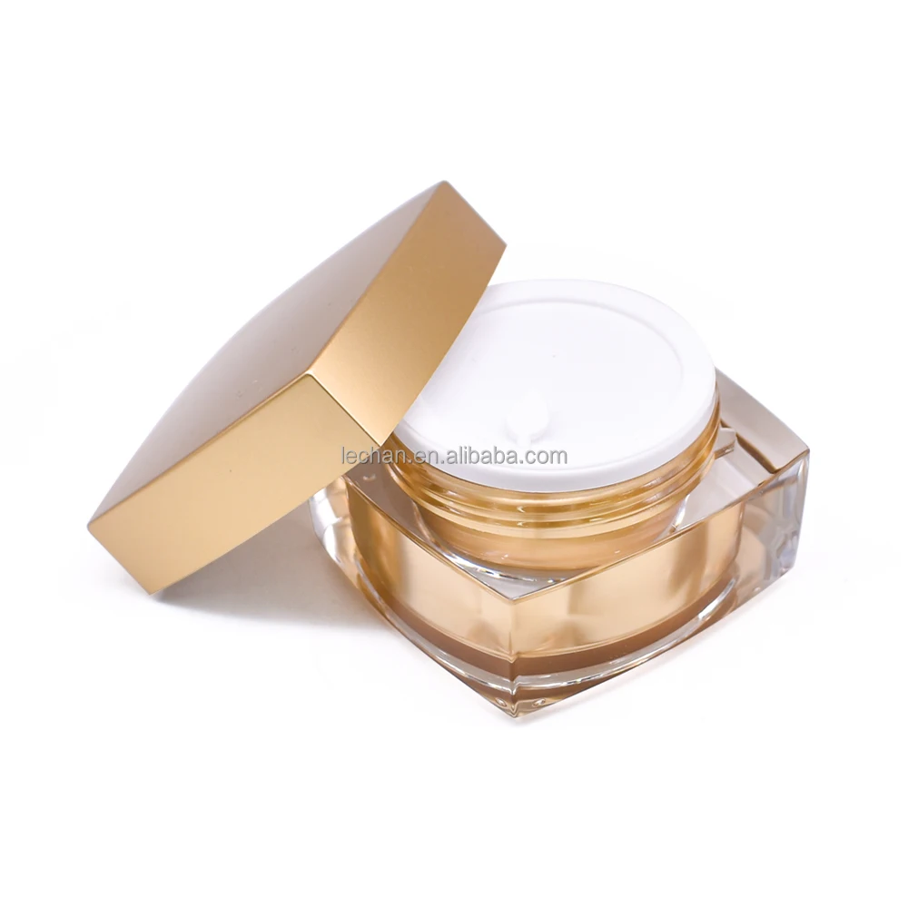 Fine workmanship 15g 20g 30g 50g Acrylic gold square jar face cream bottle eye cream jar