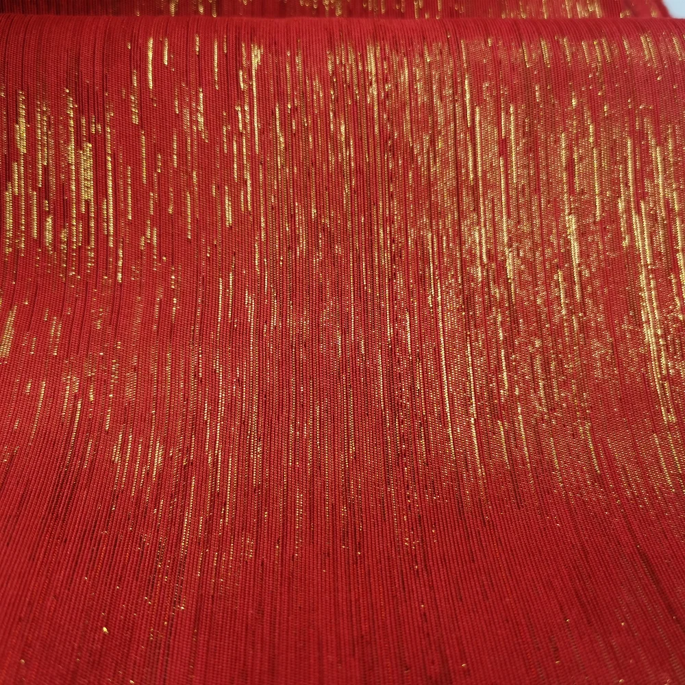 Red gold fabric metallic yarn woven poly faille fabric for garments lame gold fabric