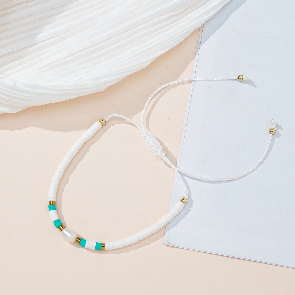 Candy color soft pottery pearl bracelet new adjustable braided string hand string girl and man boudoir hand accessories