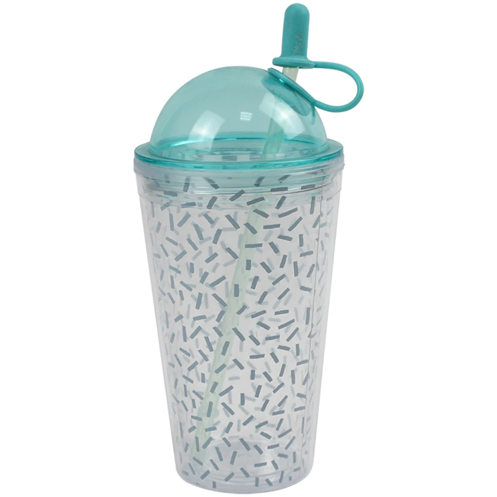 Plastic Tumbler Double Wall Cup With Straw Kids Ins Style Girls Home Office Breakfast Milk Juice Tumbler Water Bottle