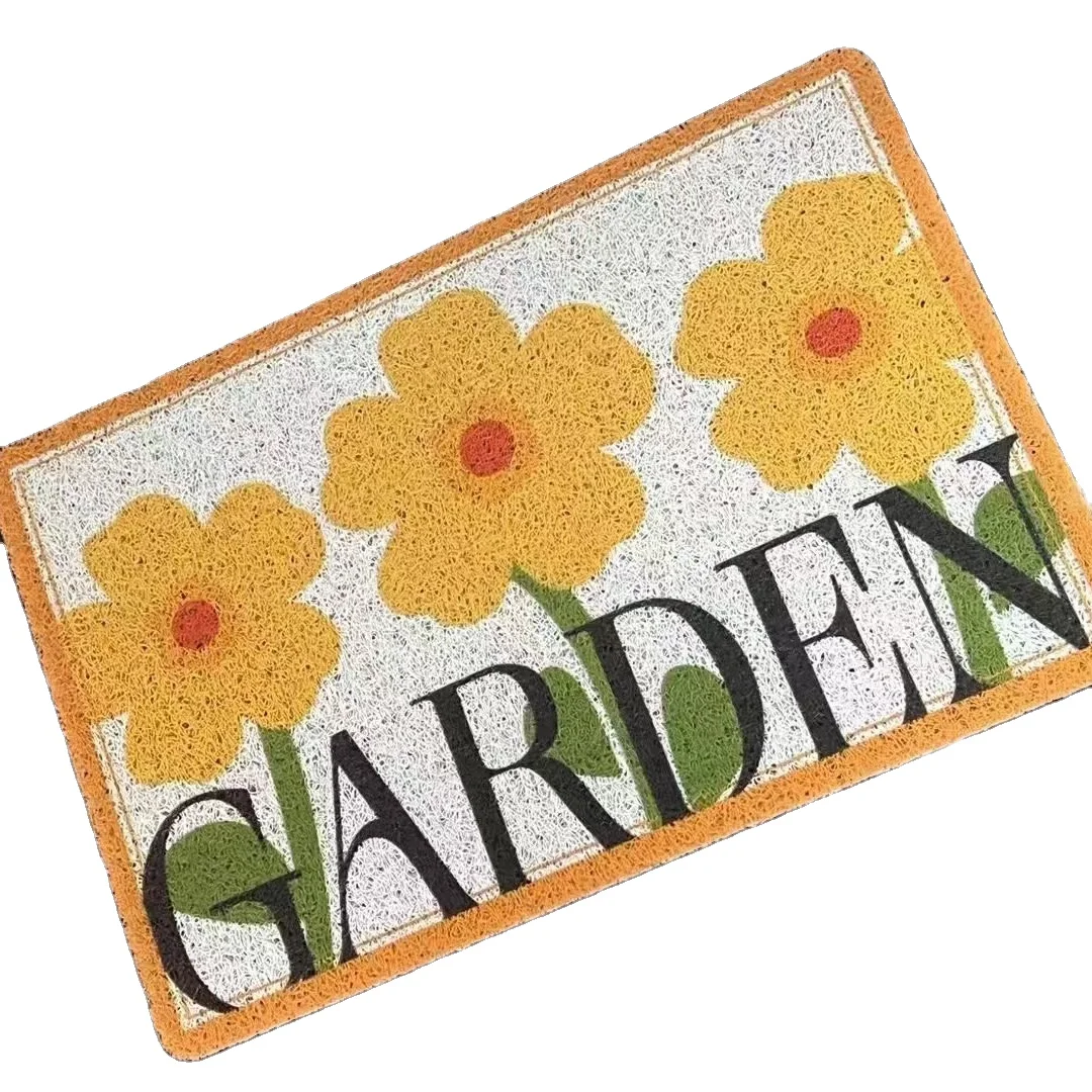 Custom Heavy Commercial Door Mat Rubber 3d Printed Flower  Pvc Coil Door Mat