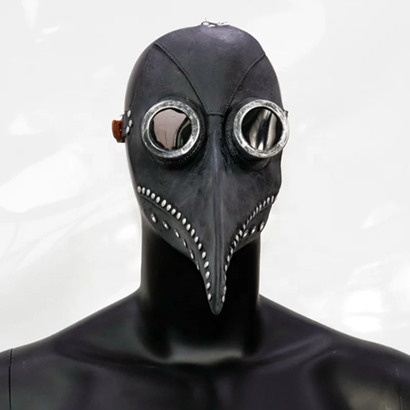 Halloween Vintage Long Nose Side Birdman Full Face Mask Steampunk Party Supplies, Horror Props Masquerade Medieval Plague Doctor