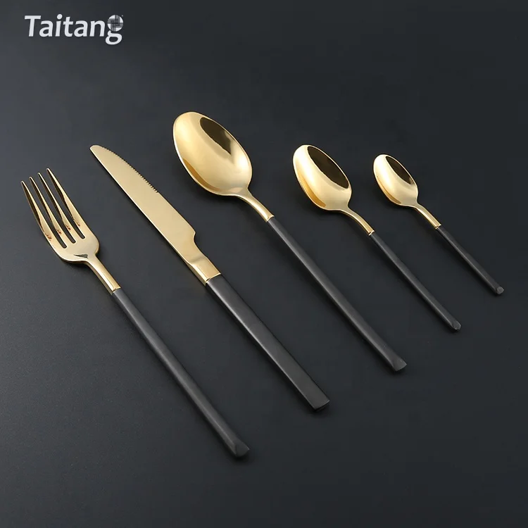 Wholesale Restaurant Stainless Steel Gold Flatware Cutlery Set Sale Knife Spoon Fork Sets Gold Dinnerware West Cutlery Set