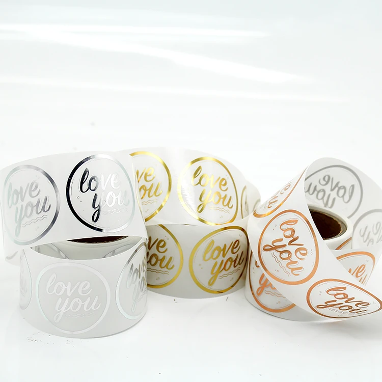 Custom Roll Transparent Sticker Rose Gold Foil Packaging Thank You
