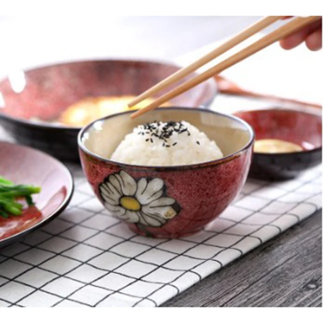 Red pattern ceramic plate Colorful Steak Plate Colorful Glazed Fruit Salad Plate Hotel ceramic tableware series