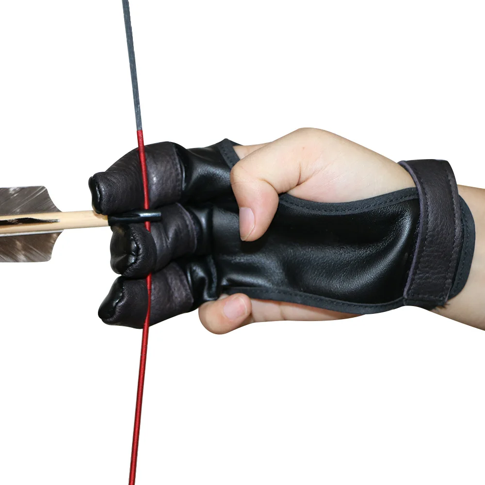 Thicken Traditional  Bow And Arrow Deerskin Finger Guards Mitten Archery Protective Gear  Mediterranean Three-Fingers Mitten