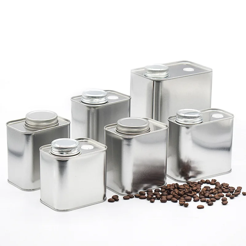 Coffee tin metal coffee bean powder tin can packing tin containers with lids degassing valve for tea coffee