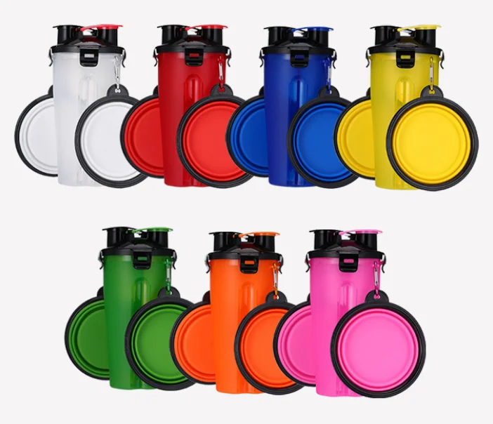 2 in1 Collapsible Pet Feeder Bowl Storage Container Dog Bowl Travel Pet Food Water Food Bottle
