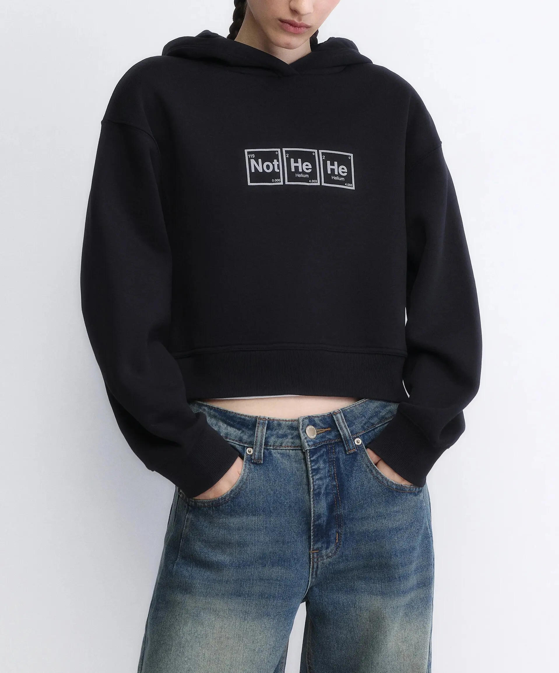 DEC Custom Women Cropped Hoodie With A Hood And A Print Heavyweight Brushed Fabric Non-removable Hood Without Ties