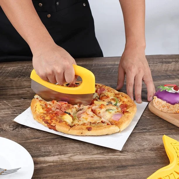 Multi Functional Mezzaluna Pizza Cutter With Protective Cover