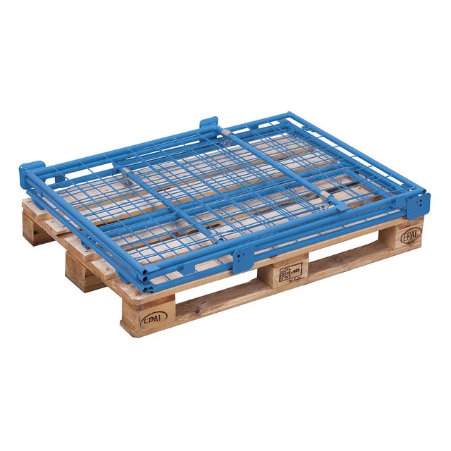 Customized powder coating warehouse stacking welded metal half door pallet converter cage for sale