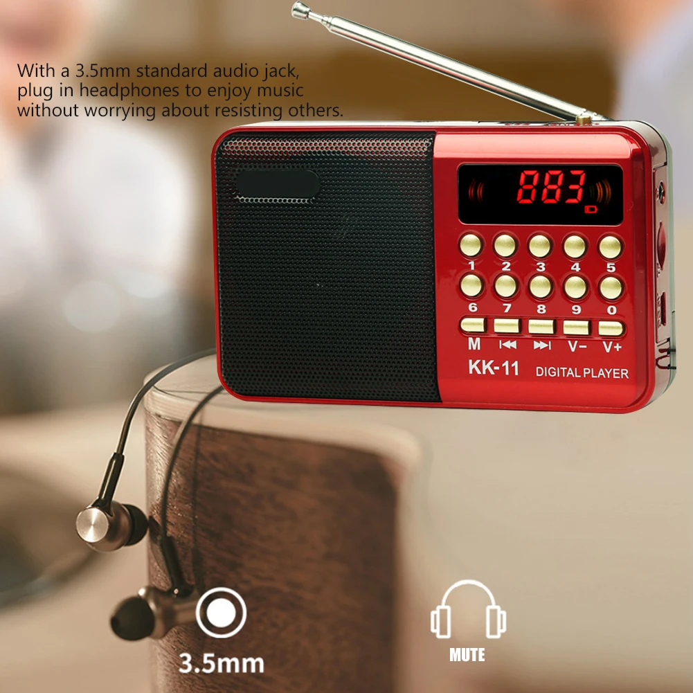 K11 Mini Radio Recorder USB Rechargeable Small Digital FM MP3 Player Speaker Supports TF Card