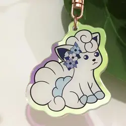 Custom high quality iridescent acrylic keychain mirrored charms with epoxy rainbow hologram