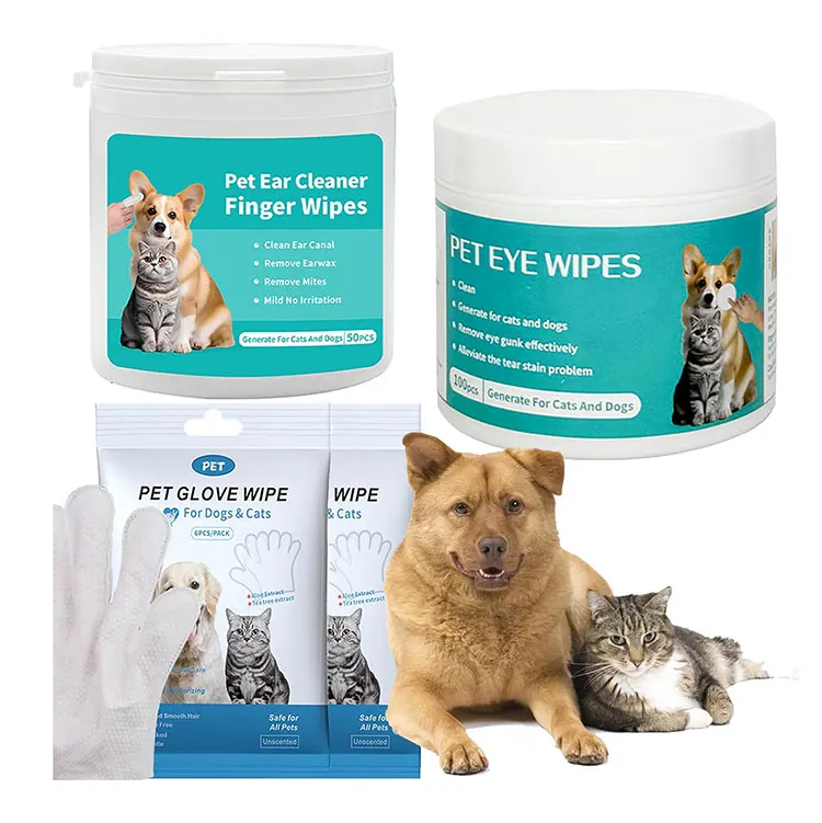 OEM Pet Cleaning Product Pet Eye Wipes Remove Tears Clean Stain Remover Pet Wipes For Cats Dogs