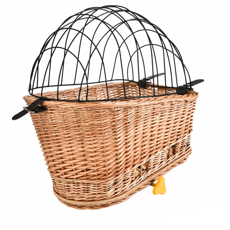 High Quality Shampoo Bicycle Bike Garden Handmade Natural Vine Pet Cat Dog Carrier Handlebar Basket