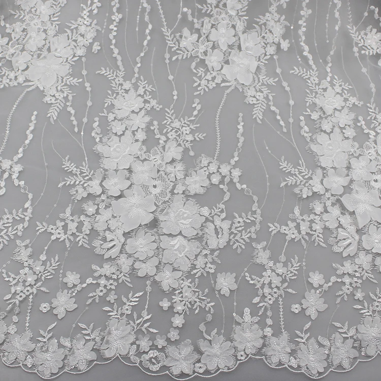 China Bridal Lace Fabric Embroidery Wholesale High Quality Embroidery Lace Fabric For Wedding Dress