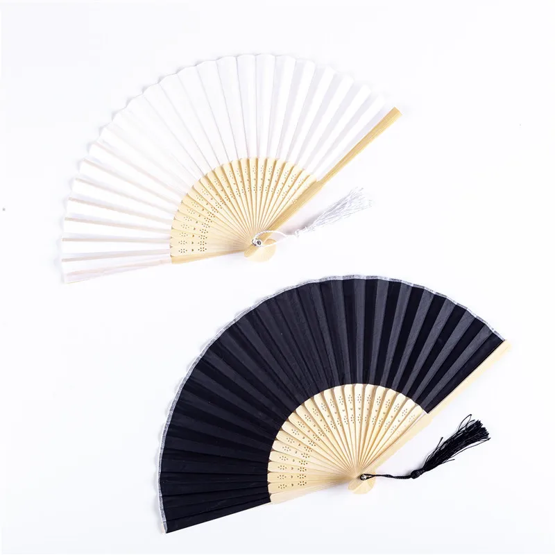 21cm Cloth Fan White Hand Folding  Guest Wedding  Party Gift Decoration Fan