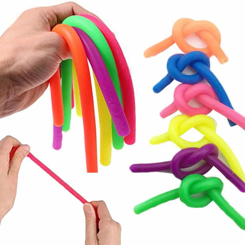 TPR Stretchy Striped Rope DIY Toy Neon Slings DIY Saihong Knitting Noodles Rope Cheap Monkey Noodles Fidget Toy For Child