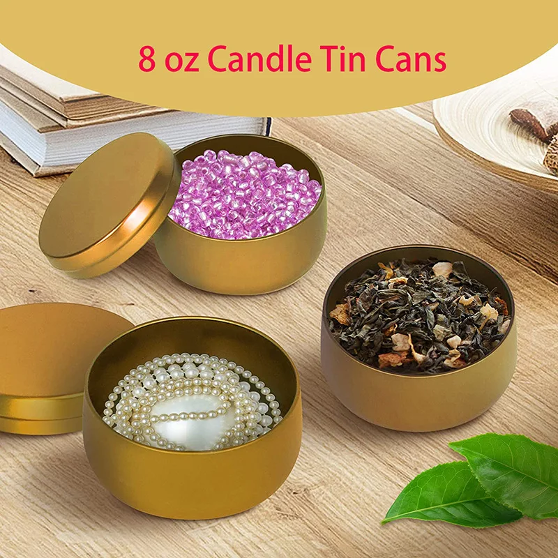 Goods In Stock Decorative Empty Copper Candle Tins 8oz Jar Box Container Wholesale