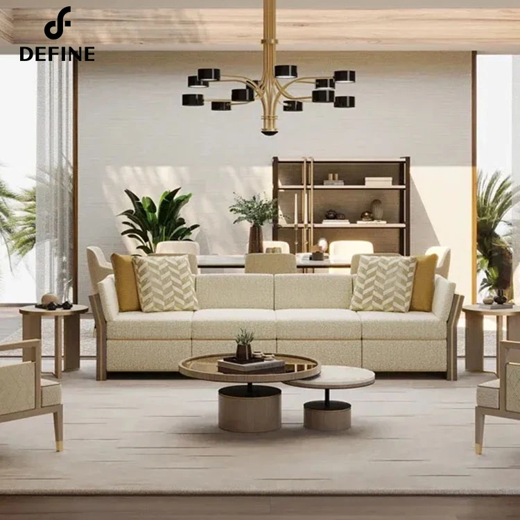 Whosale Modern Luxury Design Sintered Stone Top Soild Wood Base Round Combination Coffee Table Set For Hotel