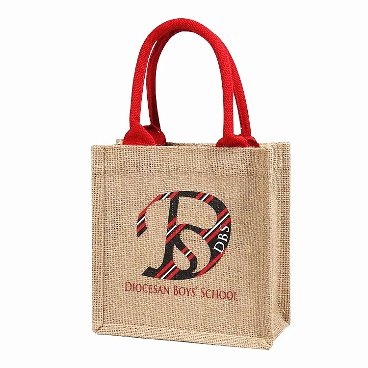 Wholesale Customized Logo Wine Shopping Burlap Jute Tote Bags