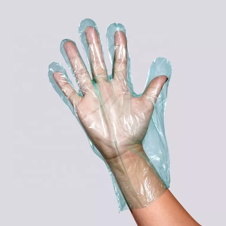 Clear Plastic Disposable Food Grade Kitchen Embossed Poly Pe Gloves