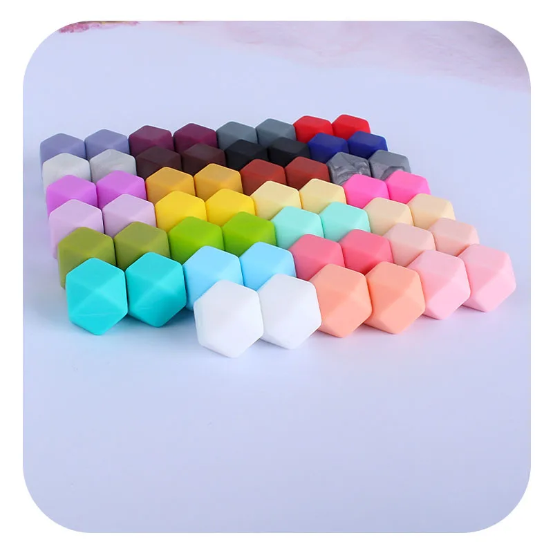 14mm octagonal silicone bead teething toy Baby products DIY teether bracelet pacifier chain necklace jewelry accessories