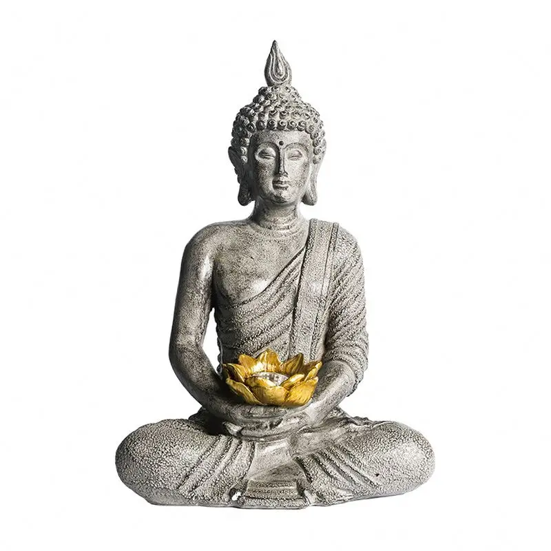 Solar Buddha Polyresin Light Laughing Resin Statue Set Two Resting Head Outdoor Statutes Large Black Sleeping Dreaming Garden