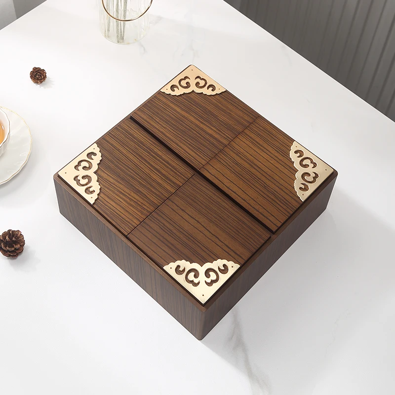 Package Solution Luxury Custom Recyclable Wooden Colour Paper Nuts & Kernels Candy Magetic Lid Packaging Box With Dividers