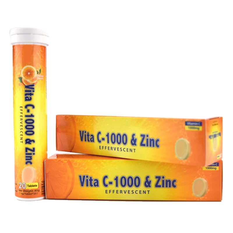 Yiling Vitamin C and zinc Effervescent Tablets Whitening Orange Juice Improve immunity
