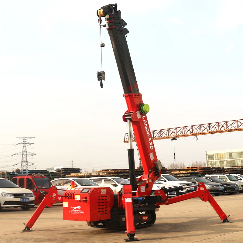 New Design Construction Mini Spider Crane 3T Marine Wireless Remote Control Crane Telescopic Boom Factory