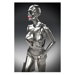 Красные губы, металлическая женская скульптура, Художественная Картина на холсте, настенные художественные плакаты и принты, сексуальная девушка, статуя, Настенная картина, декор для гостиной