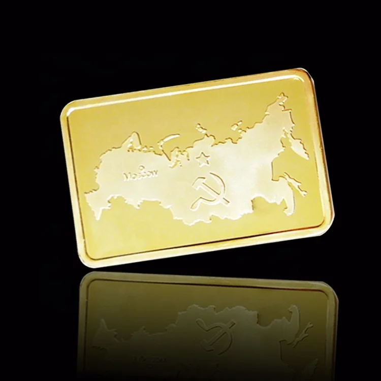 FS-Craft Wholesale Custom Metal 24k Gold Plated Bullion CCCP Russia Gold Bullion Bar