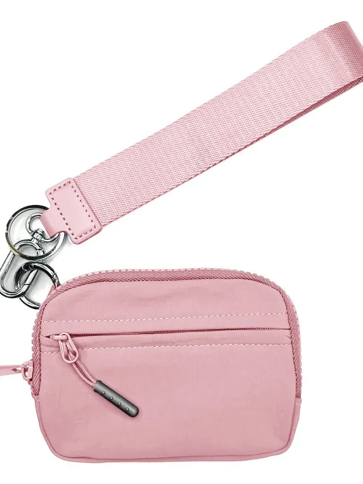 2024 Portable Nylon Coin Purse Bag Mini Pouch Wristlet Key Chain Bracelet Card Holder Wallet With Strap strap